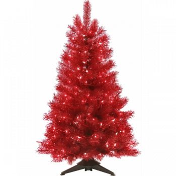 Mountain King Prelit Artificial Christmas Tree RED TRANS 4 FOOT