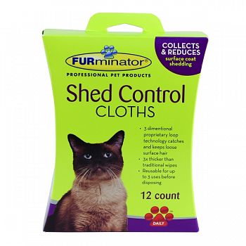 Furminator Cat Shed Control Cloths 8 X 6 INCHES. 12 COUNT