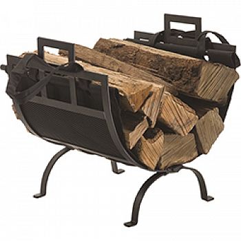 Wrought Iron Log Holder With Canvas Tote