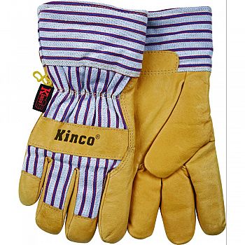 Lined Grain Pigskin Glove TAN/BLUE/RED MEDIUM (Case of 6)
