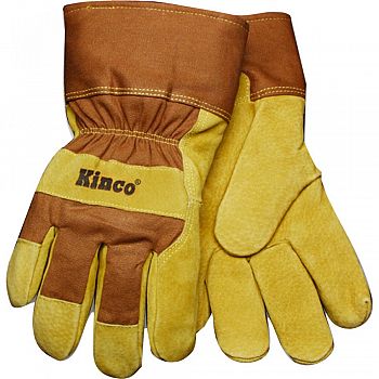 Lined Suede Pigskin Glove TAN & BROWN EXTRA LARGE (Case of 6)