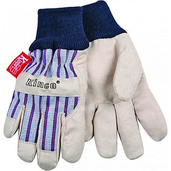 Lined Ultra Suede Knit Wrist Glove GRAY/BLUE/RED CHILD (Case of 6)