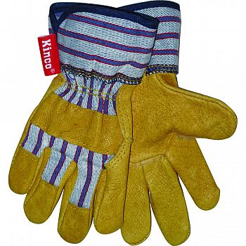 Grain Pigskin Palm Glove TAN/BLUE/RED YOUTH (Case of 6)