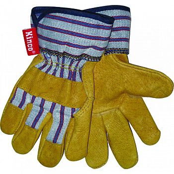 Grain Pigskin Palm Glove TAN/BLUE/RED CHILD (Case of 6)