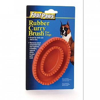 Rubber Curry Brush for Pets (Four Paws)