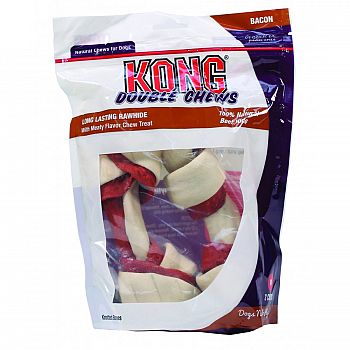 Kong Double Chews Rawhide Bacon - Medium