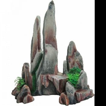 Slate Rock Face With Plant GREY 14X7X15
