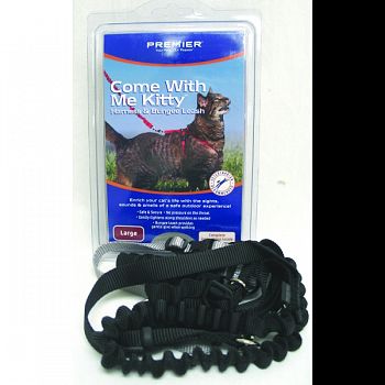 Come With Me Kitty Harness & Bungee Leash BLACK LARGE