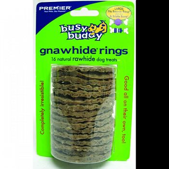Busy Buddy Rawhide Rings NATURAL LARGE/16 PACK
