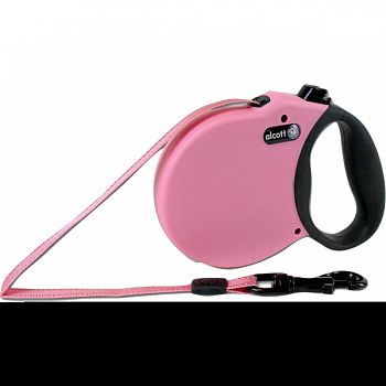 Alcott Retractable Leash Up To 65 Pounds PINK MEDIUM/16 FT