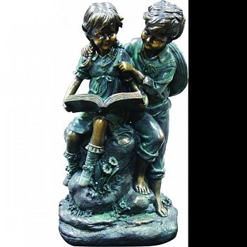 Garden Statue Girl And Boy Reading Together 8X6X16 INCH (Case of 4)