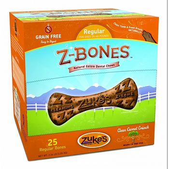 Z-bones Natural Grain-free Dental Chew Display CARROT REGULAR/25PC