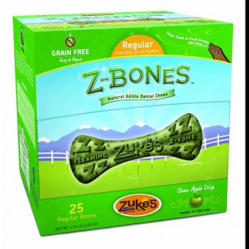 Z-bones Natural Grain-free Dental Chew Display APPLE REGULAR/25PC