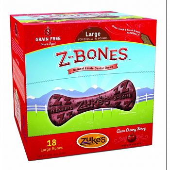 Z-bones Natural Grain-free Dental Chew Display BERRY LARGE/18 PC