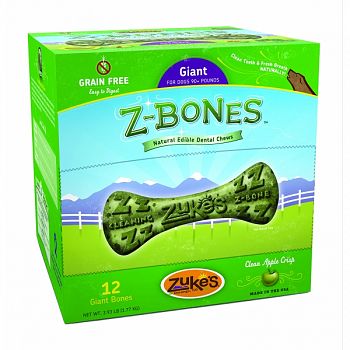 Z-bones Natural Grain-free Dental Chew Display APPLE GIANT/12 PC