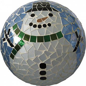 Mosaic Glass Snowman Gazing Globe