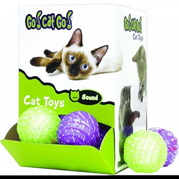 Go! Cat Go! Chase, Rattle & Roll Cat Toy Display GREEN & PURPLE 2 INCH/24 PIECE