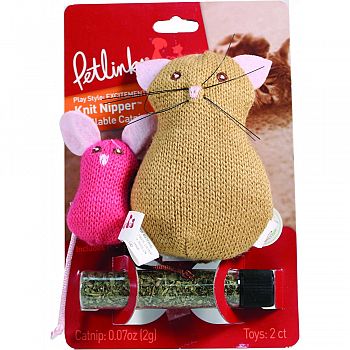 Petlinks Knit Nipper Refillable Catnip Toy CAT AND MOUSE 