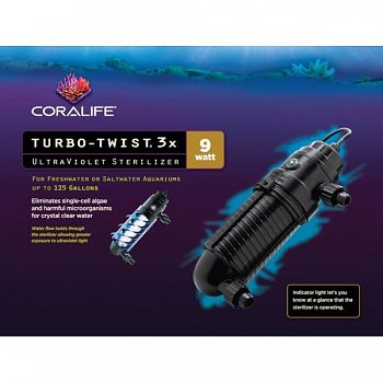 Coralife Turbo-twist Ultraviolet Sterilizer - 3X/9 Watt