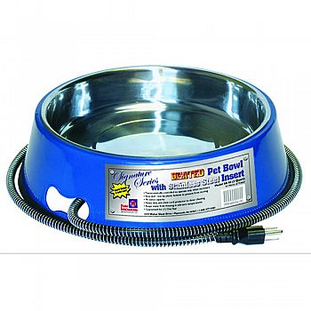 Heated Pet Bowl With Stainless Steel Insert BLUE 3 QUART