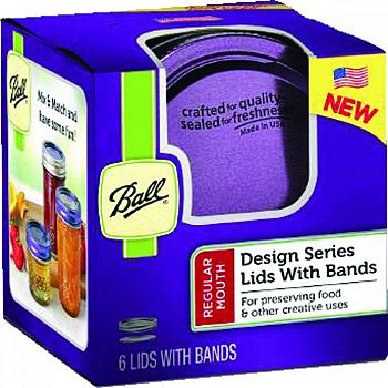 Ball Regular Mouth Colored Lids With Bands