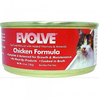 Evolve Chicken Formula Natural Cat Food 5.5 oz. cans  (Case of 24)