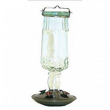Antique Bottle Glass Hummingbird Feeder - 24 oz.