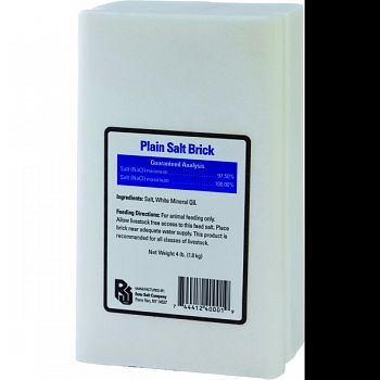 Plain Salt Brick For Livestock WHITE 4 POUND (Case of 15)