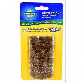 Busy Buddy Ultra Thick Natural Rawhide Rings  MED / 6 PACK
