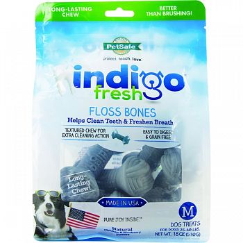 Indigo Fresh Floss Bones Dog Treat CHICKEN/BLUEBRY MEDIUM