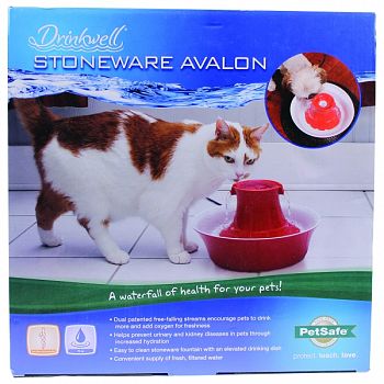 Drinkwell Stoneware Avalon Fountain RED 70 OUNCE