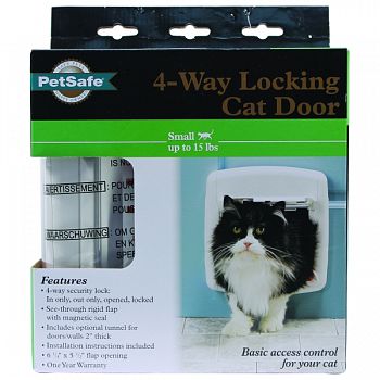 4-way Locking Cat Door WHITE SMALL