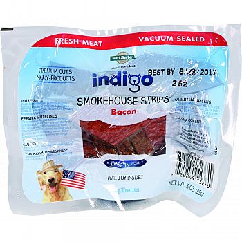Indigo Smokehouse Strips Dog Treat BACON 3 OUNCE