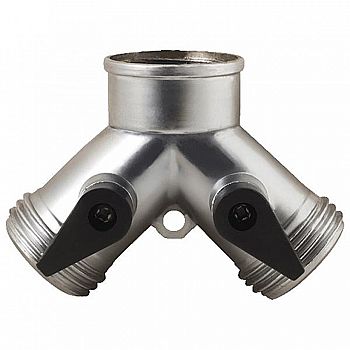 Metal 2-way Hose Connector with Built in Shut-off