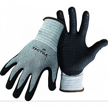 Boss Tactile Dotted Dipped Nitrile Palm Glove BLACK/GRAY LARGE (Case of 12)