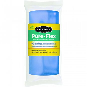 Corona Pure-flex Flexible Cohesive Bandage BLUE 4INCH X 5YARD