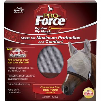 Pro-force Equine Fly Mask With Ears & Equi-glo  LARGE