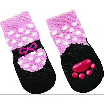 Ballet Slipper Dog Socks PINK/BLACK SMALL/2 1/4 IN