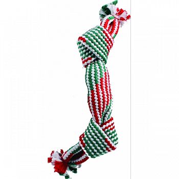 Holiday Super Squeak 2 Knot Rope Dog Toy RED/GREEN 14 INCH