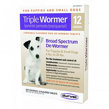 Triple Wormer Broad Spectrum De-wormer For Dogs  12 CT/ 6-25 LB