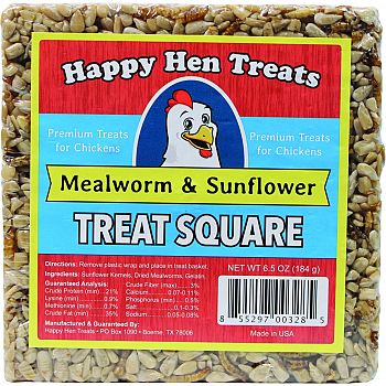 Happy Hen Treats Treat Square MEALWORM/SUNFLR 6.5 OUNCE