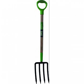 Floral Spading 4-tine Fork W/poly D-grip Handle WOOD/GREEN 45X6X2 INCH
