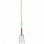 For use in transferring hay , straw or other loose long leafed or stemmed material. Three 12 oval forged steel tines. 48 ash wood handle with 8 steel ferrule and cap and flex-beam handle reinforcement.
