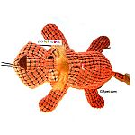 This colorful dog toy at GregRobert Pet Supplies is a full 14 inches long and has four squeakers plus a honking type noise.