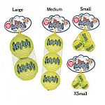 The Kong Tennis Squeaker Balls for Dogs is a great toy for any dog who loves to chase a ball. This non-abrasive ball may be used for a chew toy or a fetch toy and has a squeaker inside for noisy fun. Available in different sizes. Perfect for any dog!