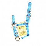 Foal halter. 3/4 inch nylon adjustable chin halter. Only the highest quality durable nylon webbing, thread and hardware is used to produce the hamilton product line. 1-2 3/4 inch nylon adj chin halter.