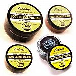 Fiebing Boot Creme Polish is a unique, rich wax blend that conditions, re-colors, and polishes finished, grained, and smooth leather shoes and boots. Excellent for covering scuffs and scrapes. Buffs to a high gloss.