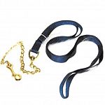 For use with goats, sheep, alpacas, llamas, horses or cattle. 7 ft long, 1 nylon with 24 chain & snap. S/t nylon lead w/chain & snap.