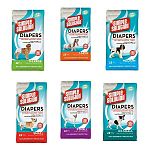 New Disposable Dog Diaper from Simple Solution offer no leak protection for a secure, comfortable fit. Each diaper absorbs wetness and eliminates messes from excitable urination, incontinence, male marking or for puppies. 12 pack / Multiple sizes.