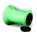 Durable, thick walled plastic treat dispenser allows treats to be gravity fed; Ample space for horse treats (apples, carrots, alfafa cubes, etc). The hole on the bottom for treats is 4 inches in diameter and the compartment is 19 inches deep.